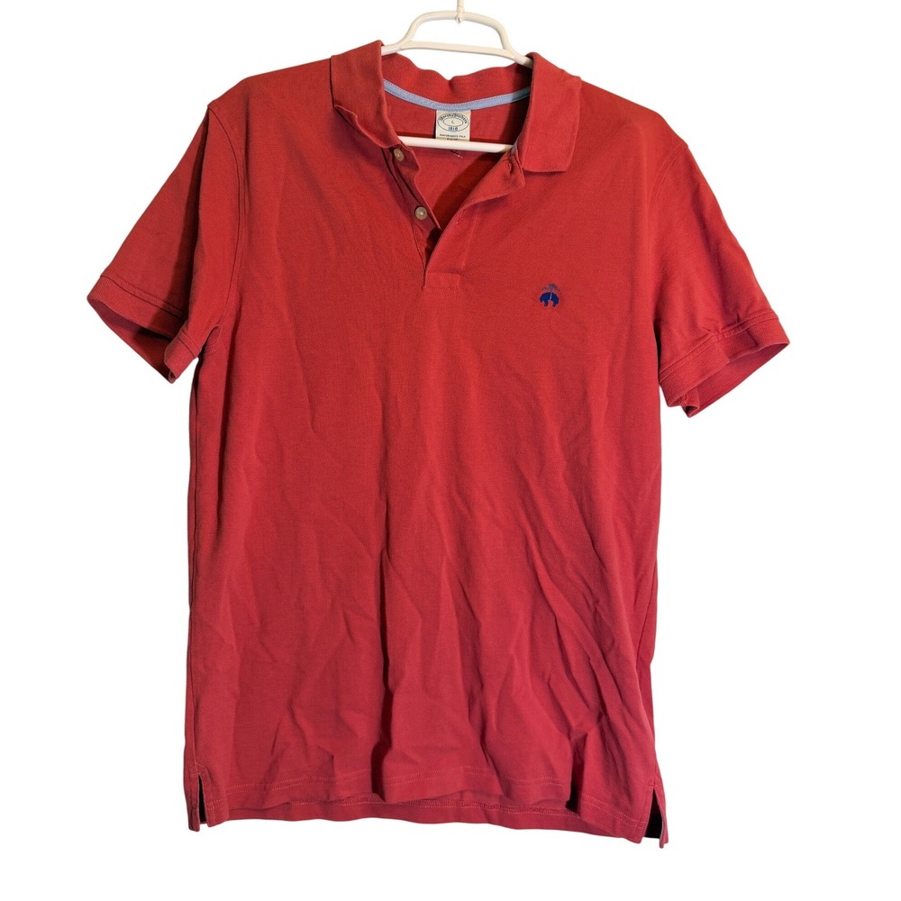 Brooks Brothers‎ Performance Polo Mens Large Red Salmon Slim Fit Cotton Shirt